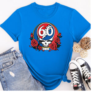 Grateful Dead 60th Anniversary T-Shirt – Iconic Skull & Roses Design