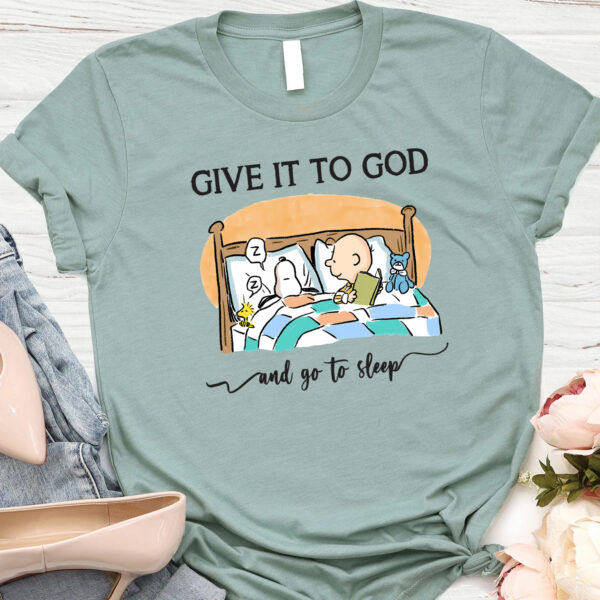 Comforting 'Give it to God and Go to Sleep' T-Shirt – Snoopy and Charlie Brown Bedtime Tee