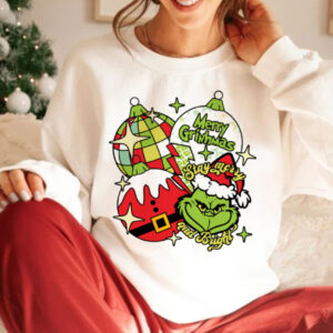 Vibrant Grinch Christmas ornaments sublimation design shirt, perfect for holiday parties and festive winter outfits