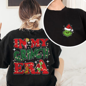 Merry Grinchmas retro Christmas sweatshirt, perfect for holiday gatherings and festive wear.