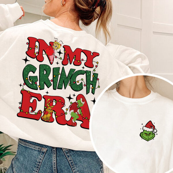 I’m the Drama pocket print on the In My Grinch Era shirt, ideal for playful holiday outfits.