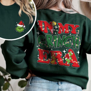 Merry Grinchmas retro Christmas sweatshirt, perfect for holiday gatherings and festive wear.