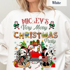 WDW Disneyland Christmas sweatshirt with Mickey & Friends, ideal for Main Street celebrations.