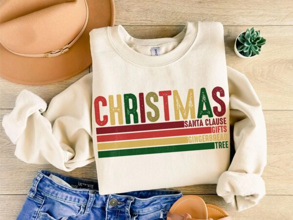 Christmas Quotes Sweatshirt – Stacked Holiday Things Sweater, Perfect for Christmas Lovers