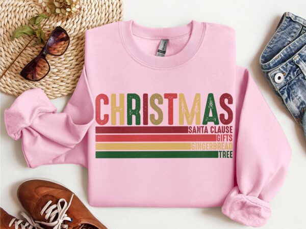 Christmas Quotes Sweatshirt – Stacked Holiday Things Sweater, Perfect for Christmas Lovers