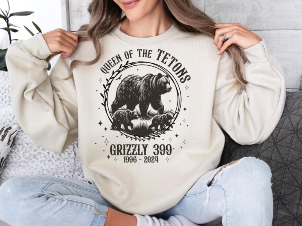 Grizzly 399 Queen of the Tetons Shirt in Comfort Colors, tribute to Yellowstone’s famous bear