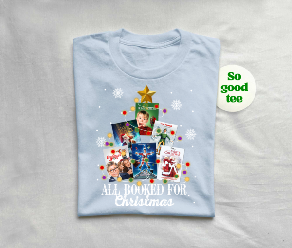 Person wearing Christmas Movies Shirt inspired by classic 90s holiday films