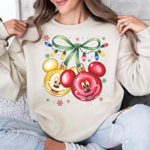 Mickey and Minnie coquette bow Christmas lights shirt - Disney holiday style