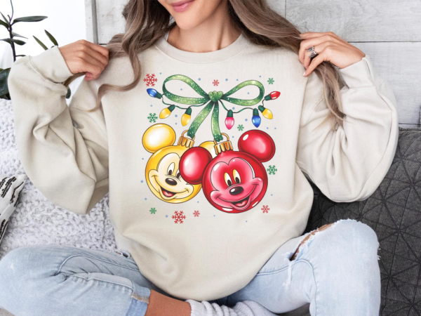 Mickey and Minnie coquette bow Christmas lights shirt - Disney holiday style