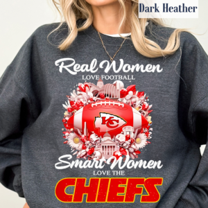 Kansas City fan wearing Real Women Love Football Chiefs Shirt at the stadium