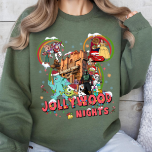 Disney Jollywood Nights Christmas Shirt featuring festive Disney design for family vacations