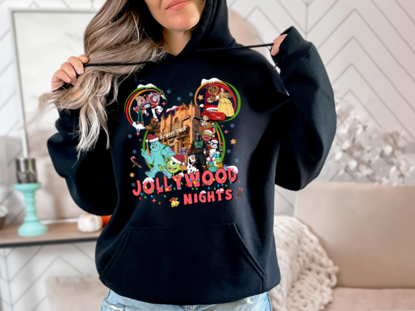 Disney Jollywood Nights shirt folded with Mickey’s Very Merry Christmas Party theme