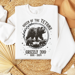 Grizzly 399 Queen of the Tetons Shirt in Comfort Colors, tribute to Yellowstone’s famous bear