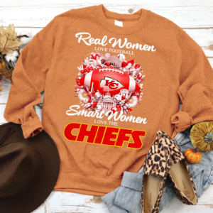 Kansas City fan wearing Real Women Love Football Chiefs Shirt at the stadium