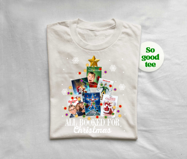 Close-up of Christmas 90s Movies Sweater design with holiday film references