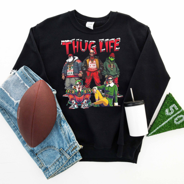 Funny Thug Life Christmas sweatshirt featuring holiday-inspired graphics