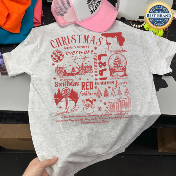 Swift Christmas Shirt featuring festive 'Christmas Tree Farm' theme for Swifties