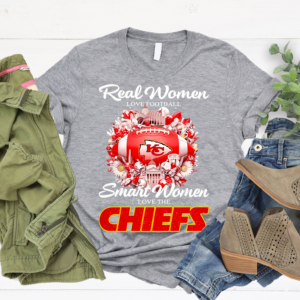 Kansas City fan wearing Real Women Love Football Chiefs Shirt at the stadium