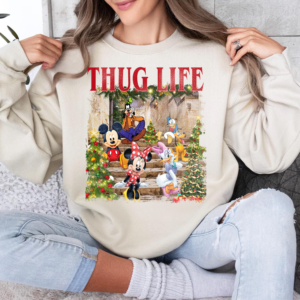 Thug Life Christmas Shirt with festive holiday design on a cozy sweatshirt