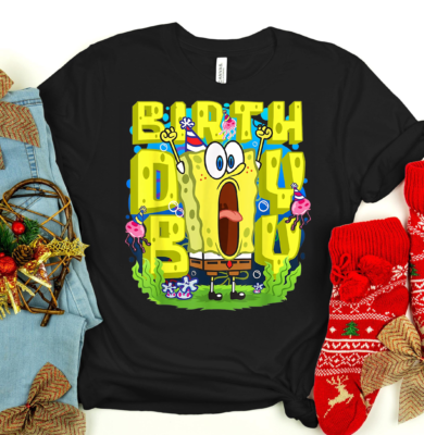 Festive SpongeBob Birthday Boy tee with colorful design