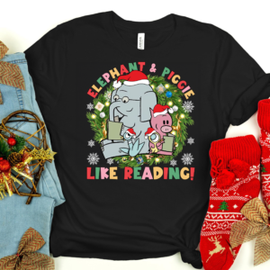 Elephant and Piggie Christmas shirt with humorous holiday design