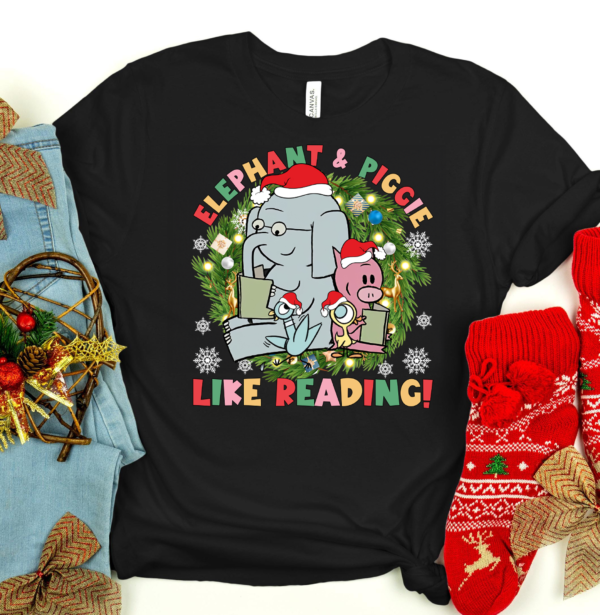 Elephant and Piggie Christmas shirt with humorous holiday design