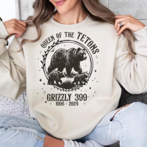 Grizzly 399 Queen of the Tetons Shirt in Comfort Colors, tribute to Yellowstone’s famous bear