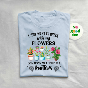 Knitting and Plant Lovers T-Shirt with Artistic Planter Design