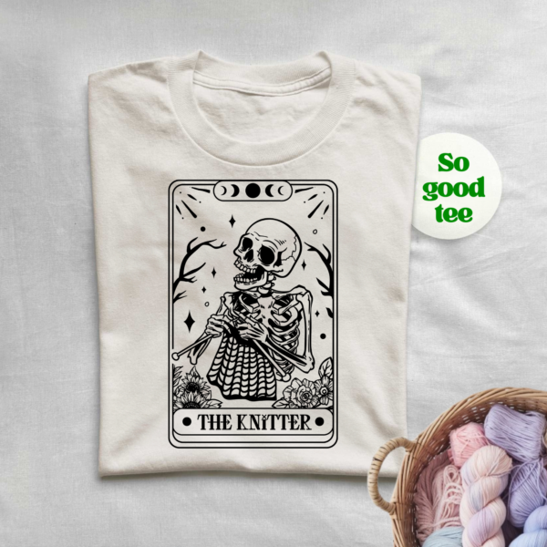 Knitter Tarot Card T-Shirt with Creative Design